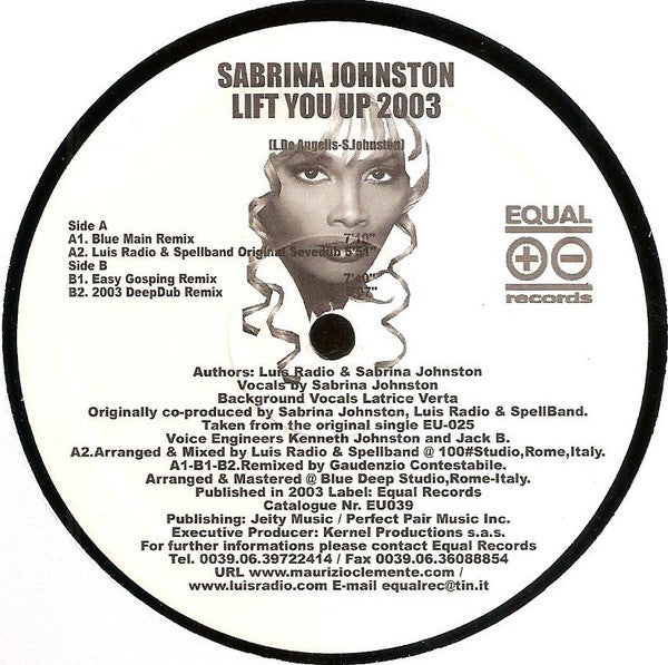 Sabrina Johnston : Lift You Up 2003 (12")