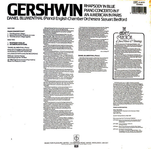 George Gershwin - Daniel Blumenthal, English Chamber Orchestra, Steuart Bedford : Rhapsody In Blue / Piano Concerto In F / An American In Paris (LP, Album)