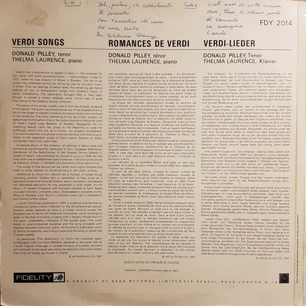 Giuseppe Verdi, Donald Pilley : Donald Pilley: Verdi (LP)