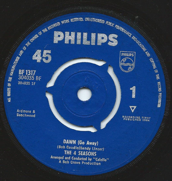 The Four Seasons : Dawn (Go Away) / No Surfin' Today (7")