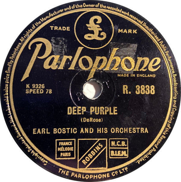 Earl Bostic And His Orchestra : Smoke Rings / Deep Purple (Shellac, 10")