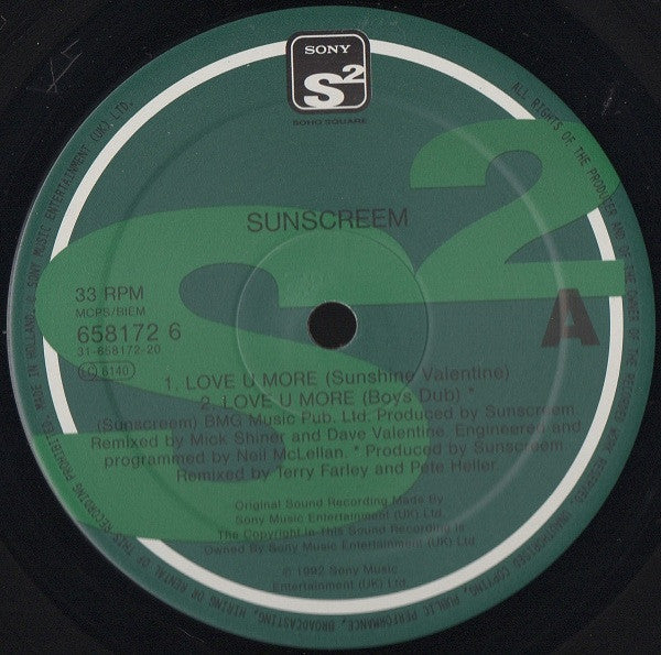 Sunscreem : Love U More (12", Single, Spe)