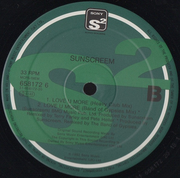 Sunscreem : Love U More (12", Single, Spe)