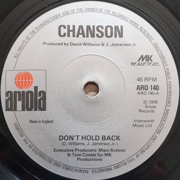 Chanson : Don't Hold Back (7", Single)