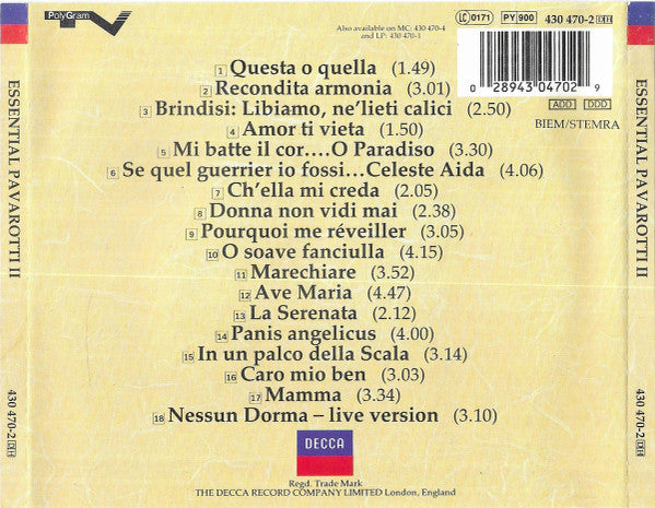 Luciano Pavarotti : Essential Pavarotti II (CD, Comp)