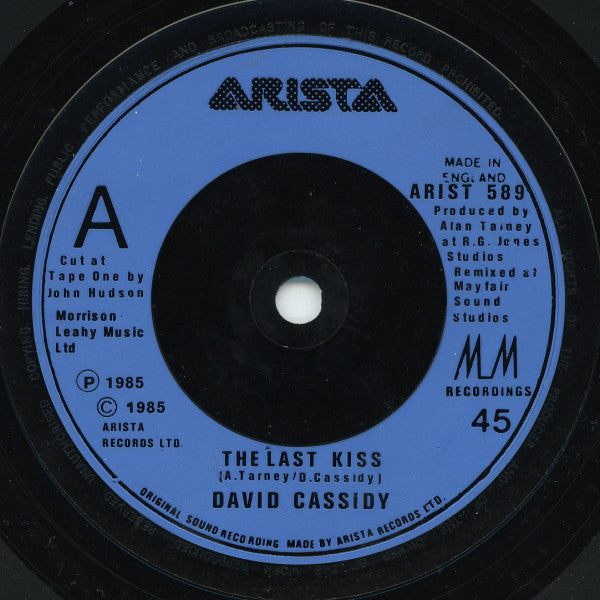 David Cassidy : The Last Kiss (7", Single)