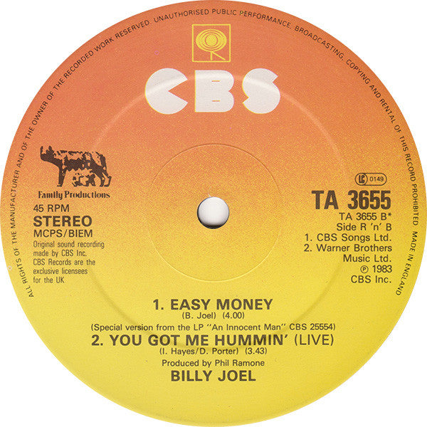 Billy Joel : Tell Her About It (Special Remixed Version) (12", Single)