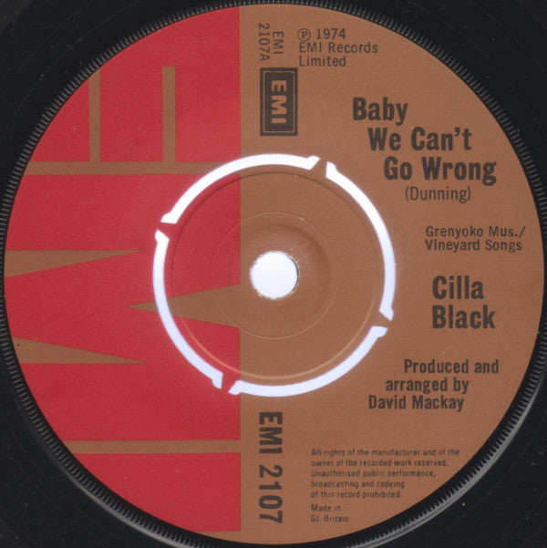 Cilla Black : Baby We Can't Go Wrong (7")