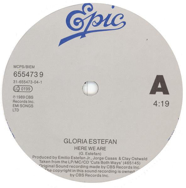 Gloria Estefan : Here We Are / Don't Let The Sun Go Down On Me (7", Single)