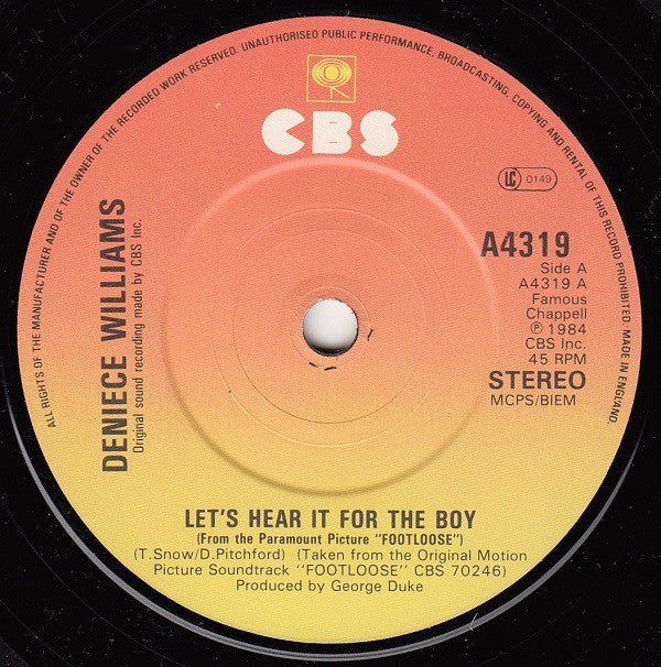 Deniece Williams : Let's Hear It For The Boy (7", Single, Pap)