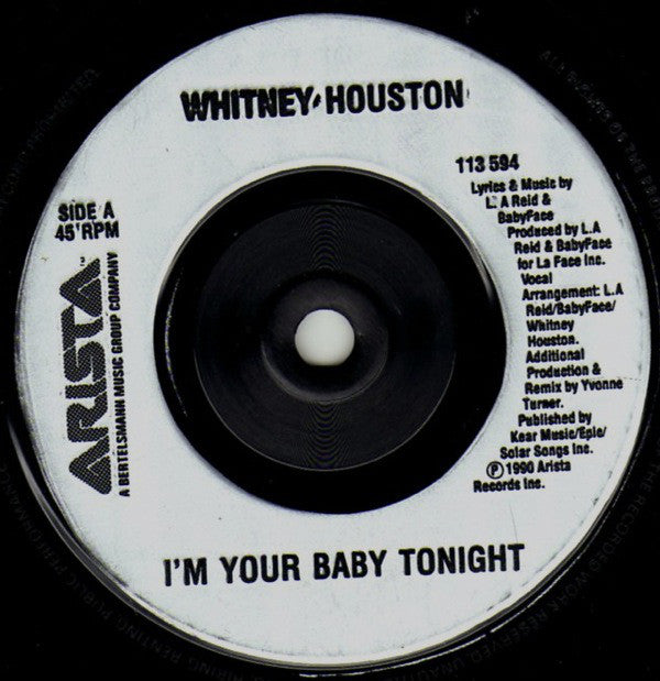 Whitney Houston : I'm Your Baby Tonight (7", Single, Sil)