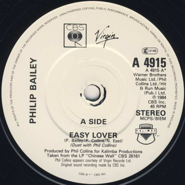 Philip Bailey & Phil Collins : Easy Lover (7", Single, Pap)