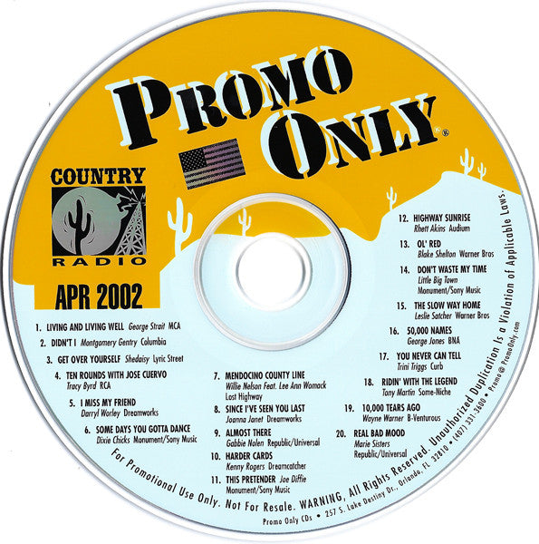 Various : Promo Only Country Radio: April 2002 (CD, Comp, Promo)