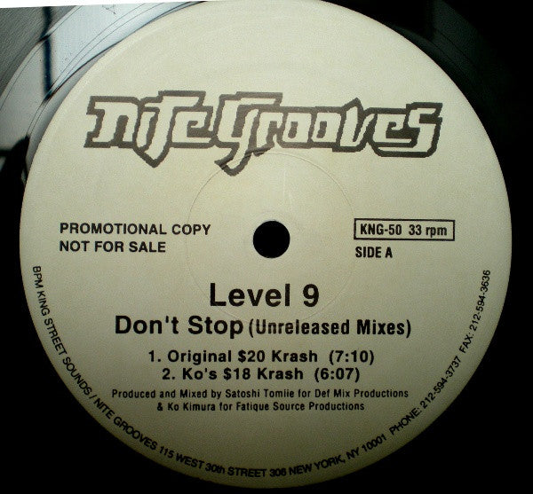 Level 9 : Don't Stop (Unreleased Mixes) (12", Promo)
