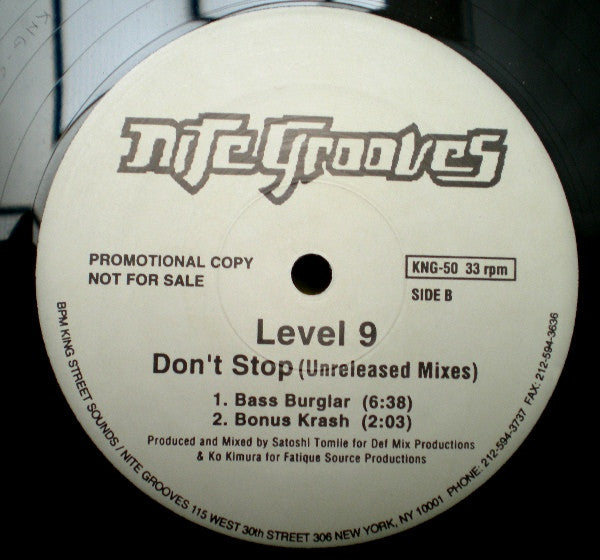 Level 9 : Don't Stop (Unreleased Mixes) (12", Promo)
