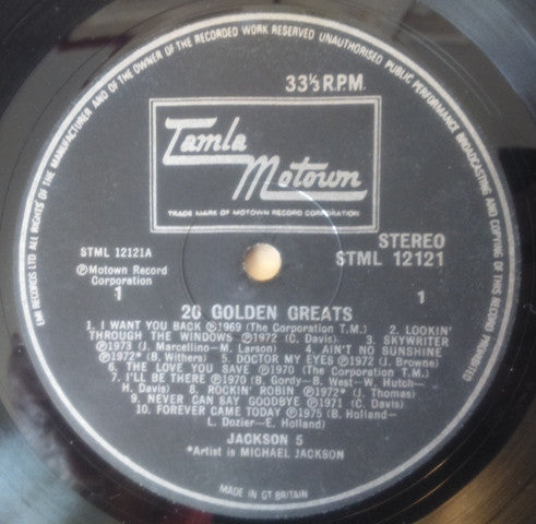 The Jackson 5 : 20 Golden Greats (LP, Comp)