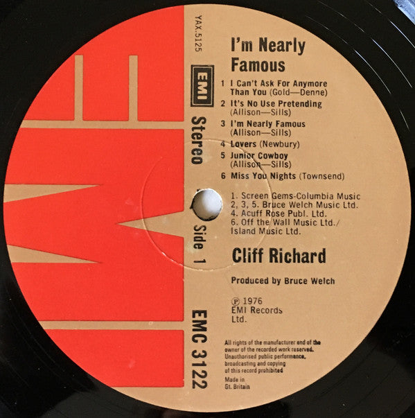Cliff Richard : I'm Nearly Famous (LP, Album)