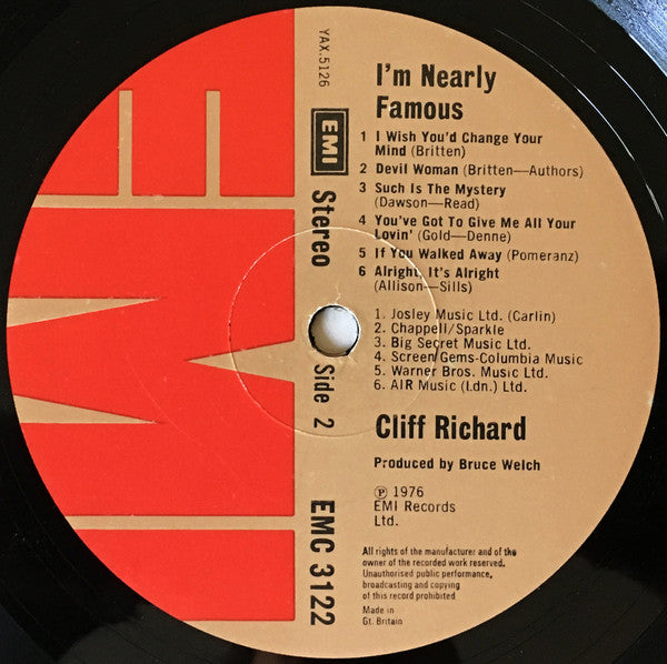 Cliff Richard : I'm Nearly Famous (LP, Album)