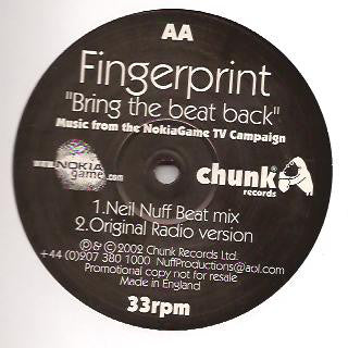 Fingerprint (2) : Bring The Beat Back (12", Promo)