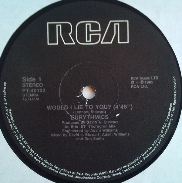 Eurythmics : Would I Lie To You? (12", Single)