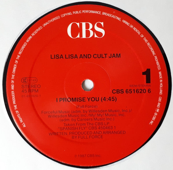 Lisa Lisa & Cult Jam : I Promise You (12", Maxi)