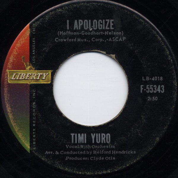 Timi Yuro : Hurt / I Apologize (7", Single, Roc)