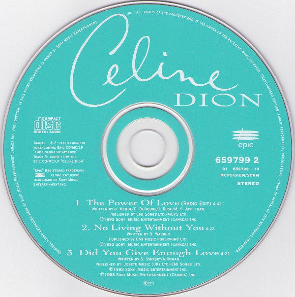 Céline Dion : The Power Of Love (CD, Single)
