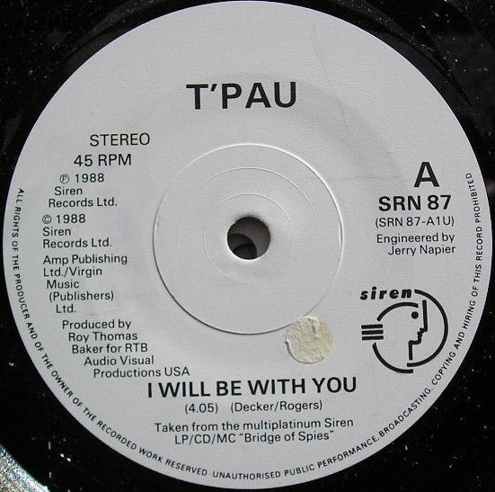 T'Pau : I Will Be With You (7", Single)