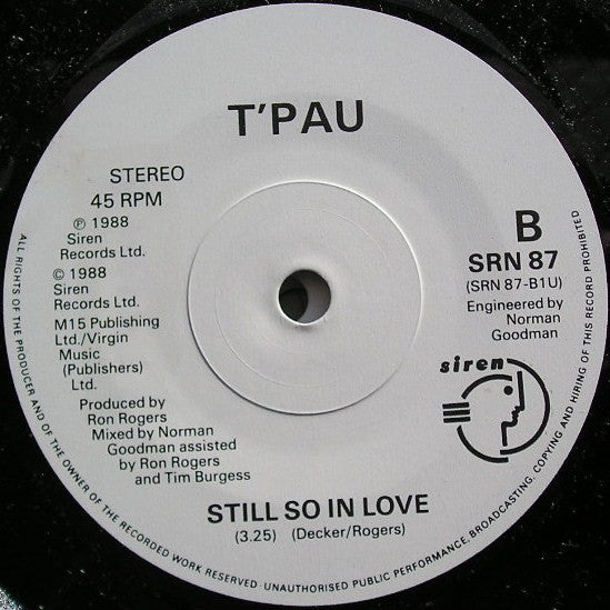 T'Pau : I Will Be With You (7", Single)
