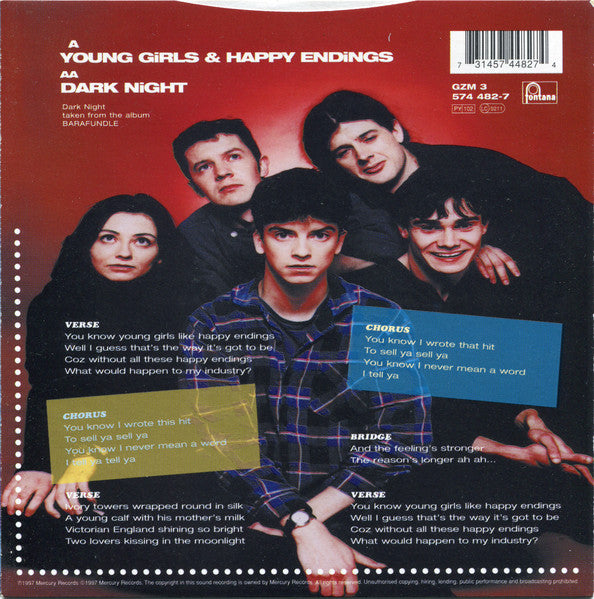 Gorky's Zygotic Mynci : Young Girls & Happy Endings / Dark Night (7", Single)