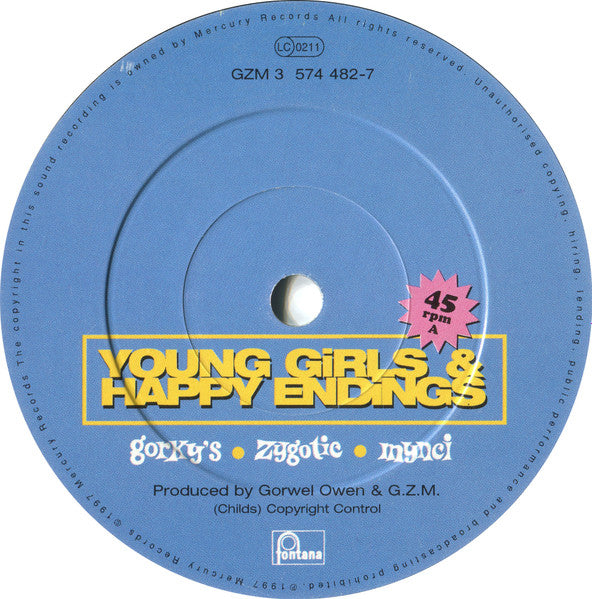Gorky's Zygotic Mynci : Young Girls & Happy Endings / Dark Night (7", Single)