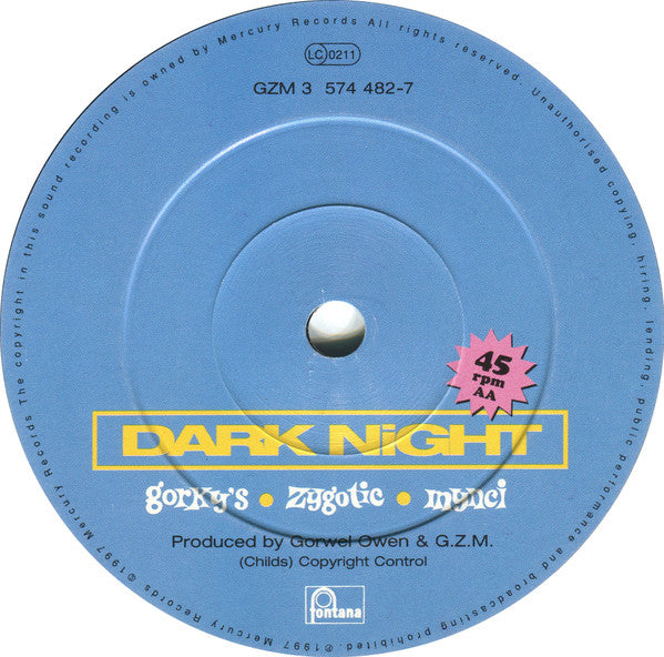 Gorky's Zygotic Mynci : Young Girls & Happy Endings / Dark Night (7", Single)