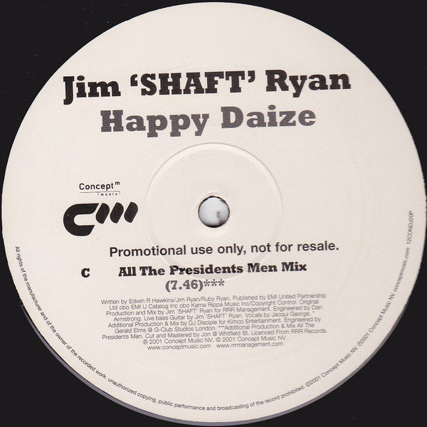 Jim "Shaft" Ryan : Happy Daize (2x12", Promo)