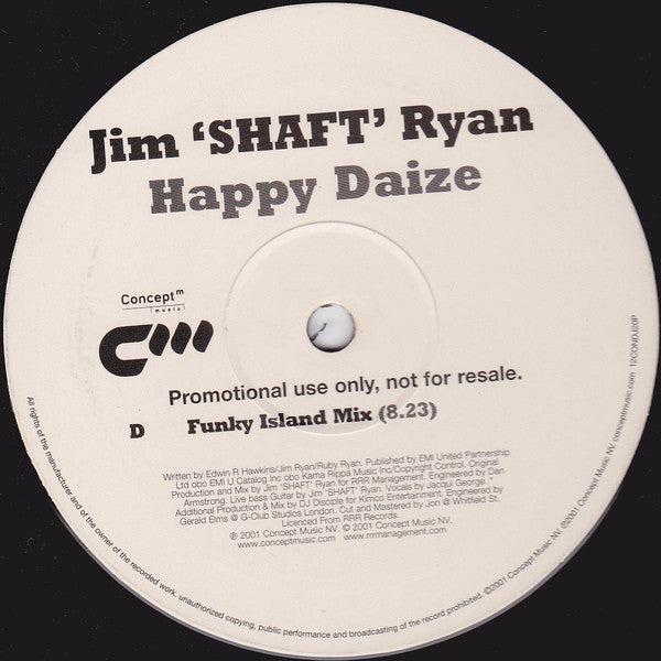 Jim "Shaft" Ryan : Happy Daize (2x12", Promo)
