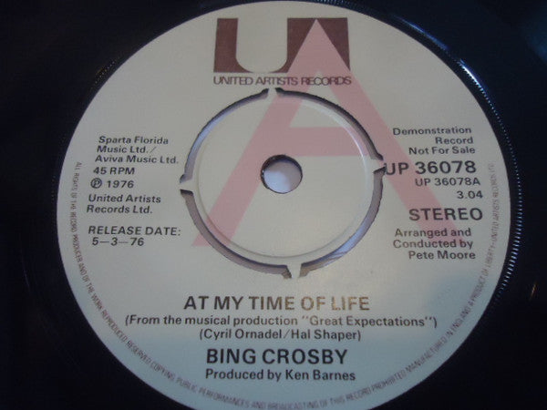Bing Crosby : At My Time Of Life (7", Promo)