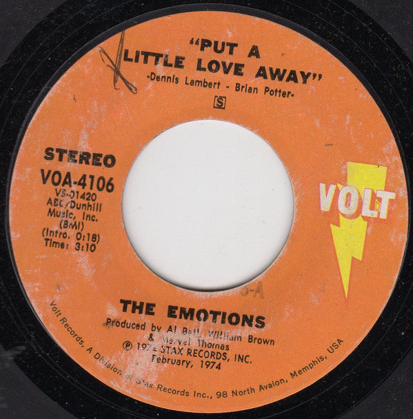 The Emotions : Put A Little Love Away (7", Single, Ter)