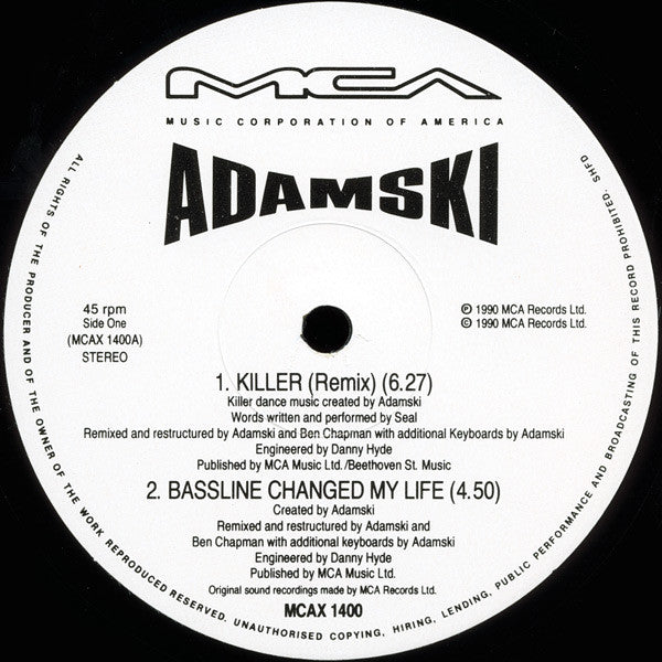 Adamski : Killeremix (12")