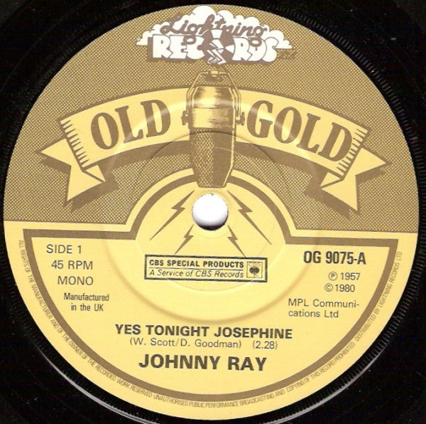 Johnnie Ray : Yes Tonight Josephine / Just Walkin' In The Rain (7", Single, Mono)
