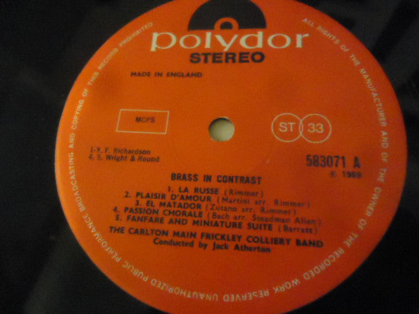 Carlton Main Frickley Colliery Band : Brass In Contrast (LP)