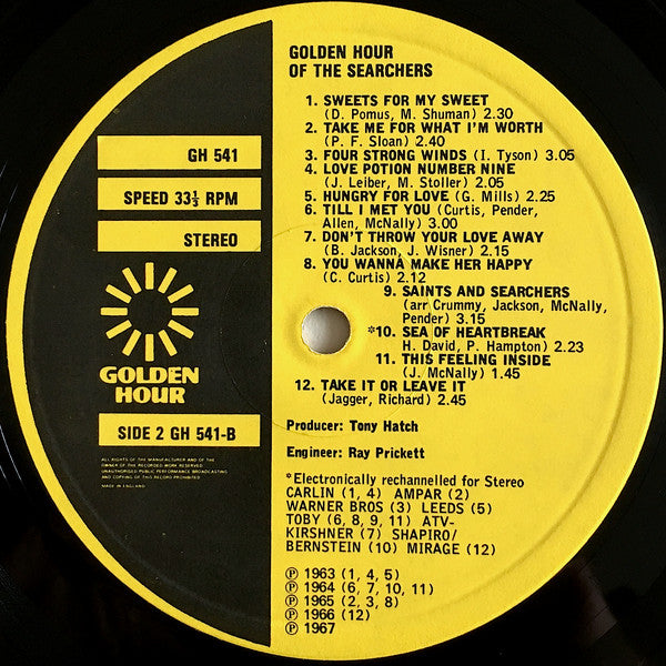 The Searchers : Golden Hour Of The Searchers (LP, Comp, Emb)