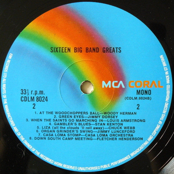 Various : Sixteen Big Band Greats (LP, Comp, Mono, RM)