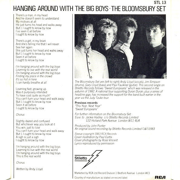 The Bloomsbury Set : Hanging Around With The Big Boys (7", Single, Sol)
