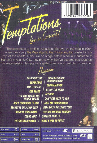 The Temptations : Live In Concert! (DVD-V, PAL, All)