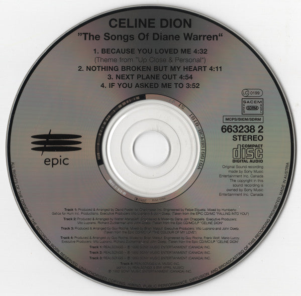 Céline Dion : Because You Loved Me (Theme From "Up Close & Personal") (CD, Single)