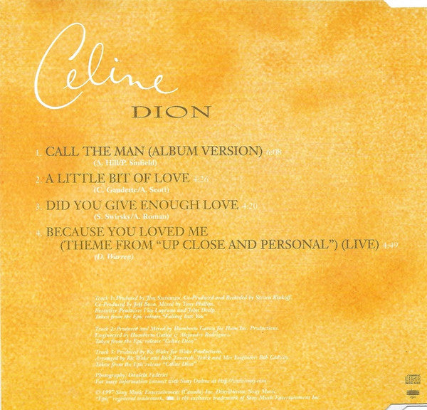 Céline Dion : Call The Man (CD, Single)
