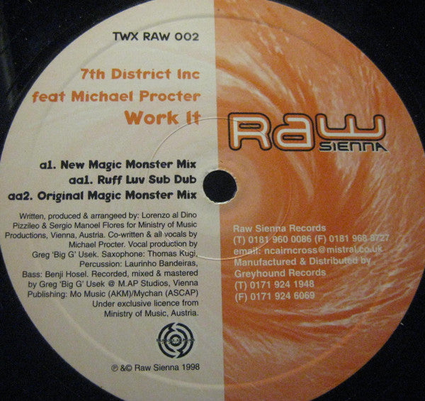 7th District Inc* Feat Michael Procter : Work It (12")