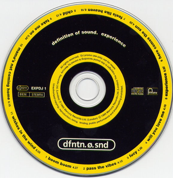 Definition Of Sound : Experience (CD, Album, Promo)