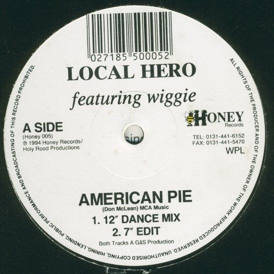 Local Hero (3) Featuring Wiggie : American Pie (12")