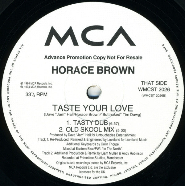 Horace Brown : Taste Your Love (2x12", Promo)