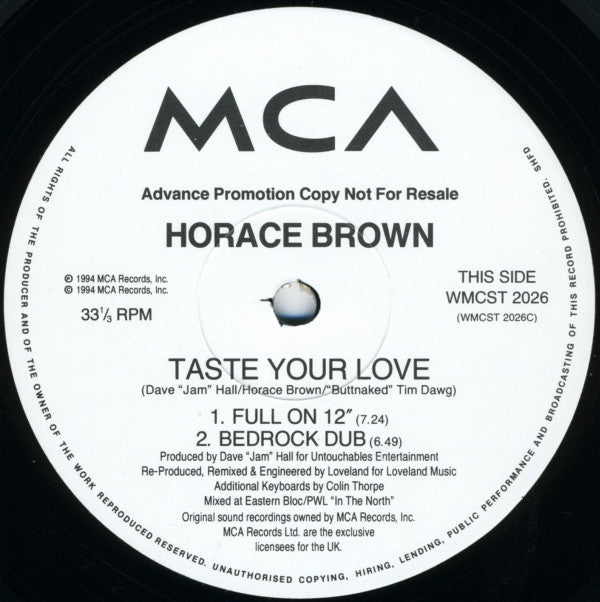 Horace Brown : Taste Your Love (2x12", Promo)